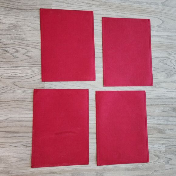 Hawaiian Upholstery Barkcloth Placemats Burgundy Ferns Orchids Plumeria & Napkin - Picture 4 of 8